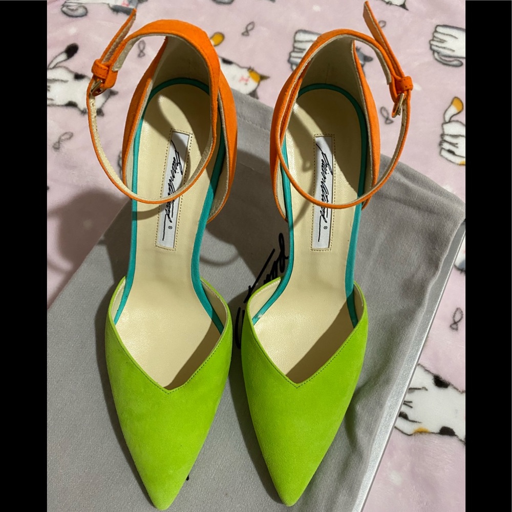 Brian Atwood 4.5 inch Pumps. Size 7 Brand New in Box Green Orange Hot Pink